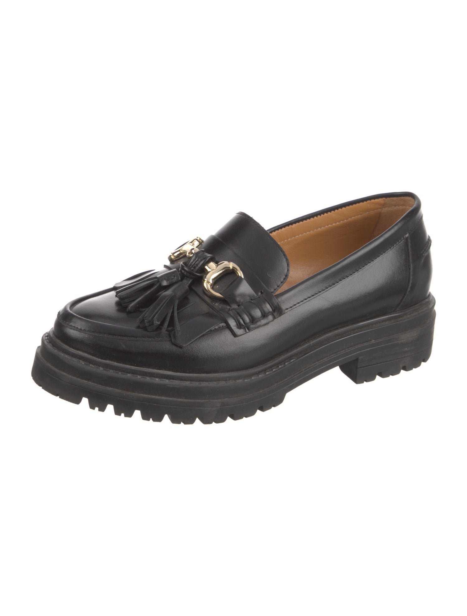 Sézane Leather Tassel Accents Loafers