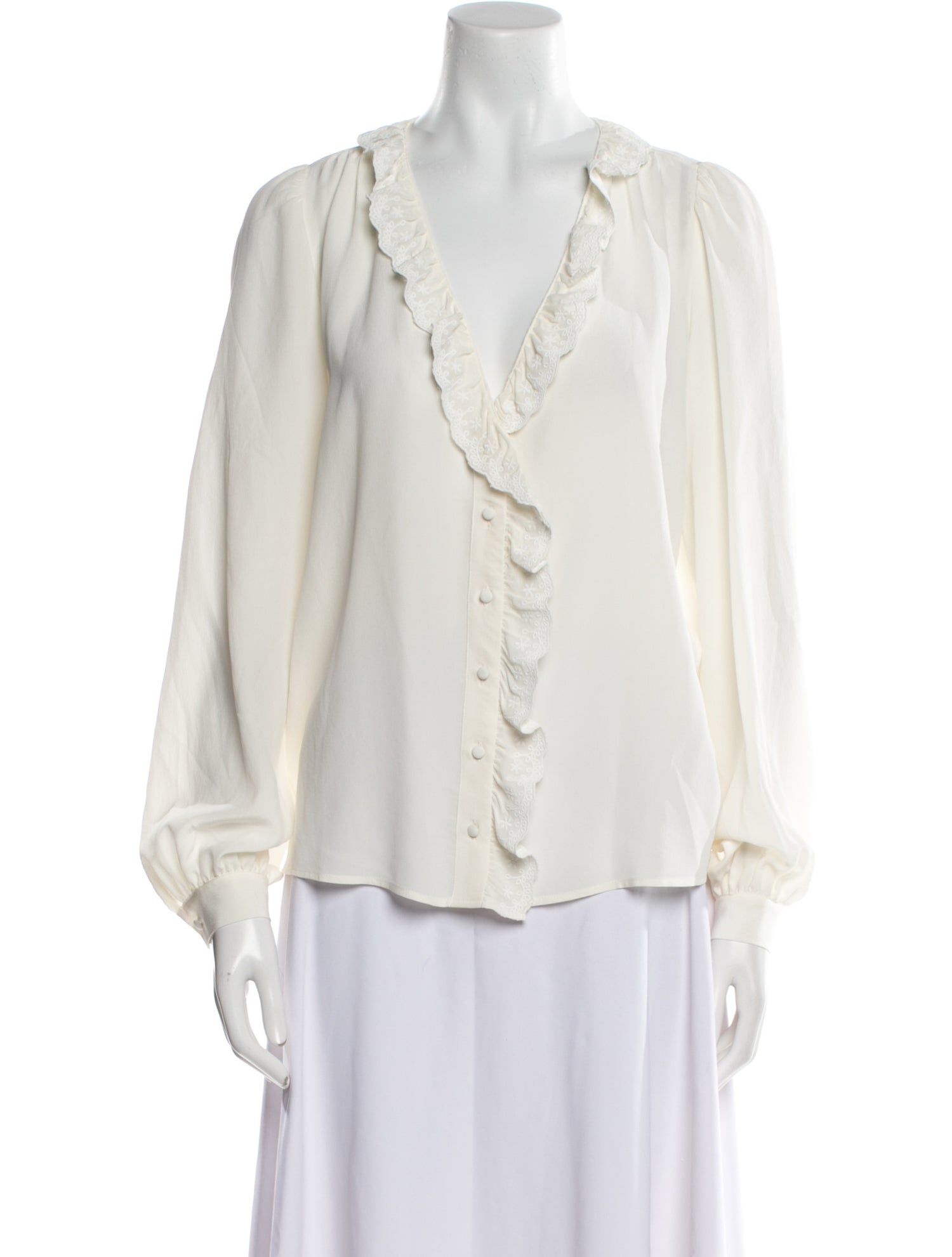 Sézane Silk V-Neck Blouse