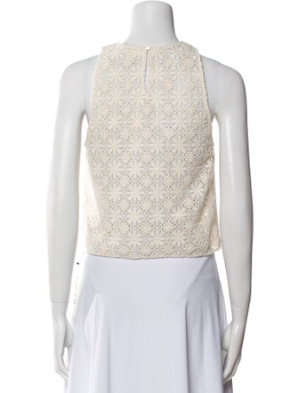 Sézane Lace Pattern Crew Neck Crop Top