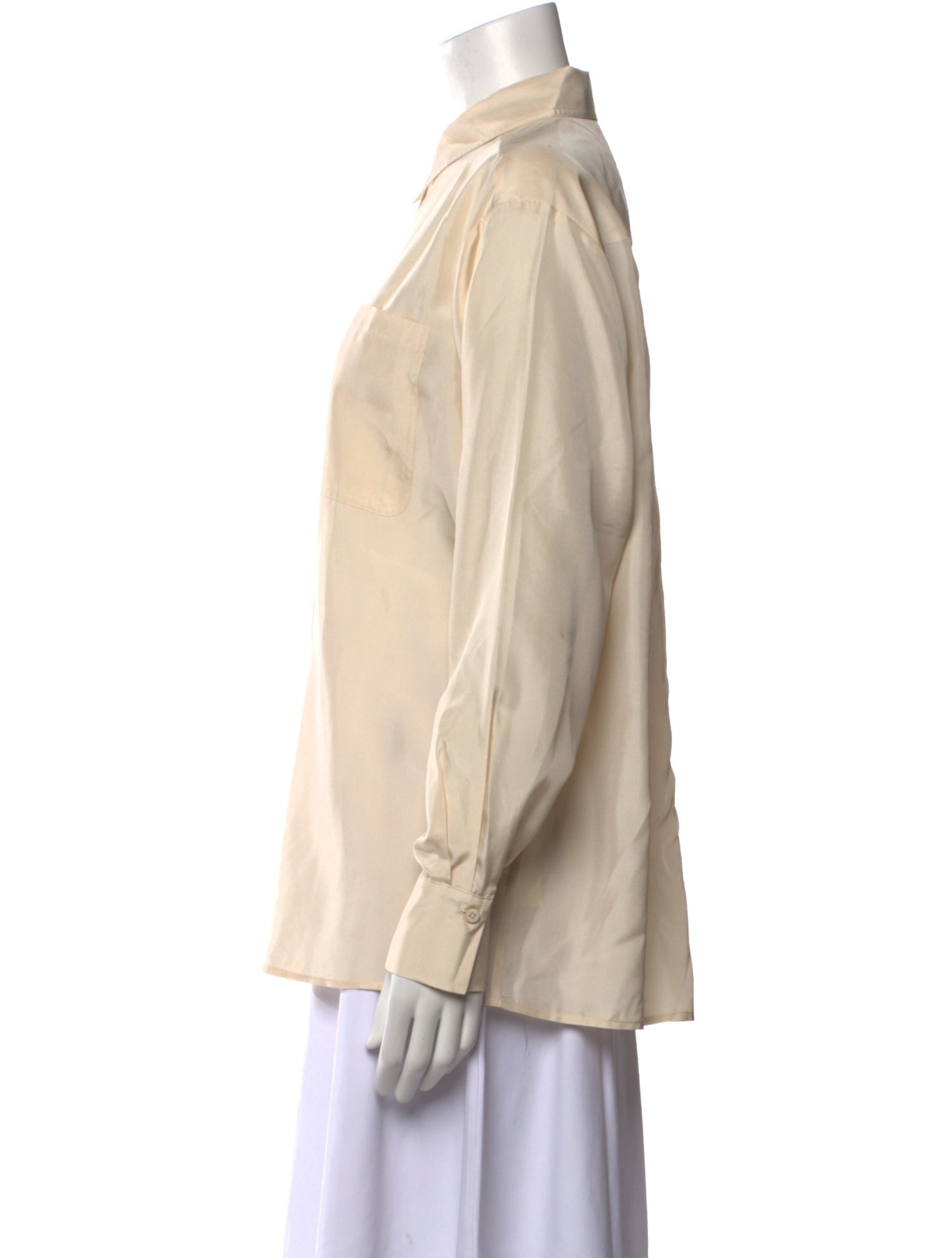 Sézane Silk Long Sleeve Button-Up Top