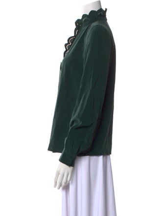 Sézane Silk Mock Neck Button-Up Top