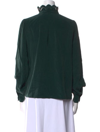 Sézane Silk Mock Neck Button-Up Top