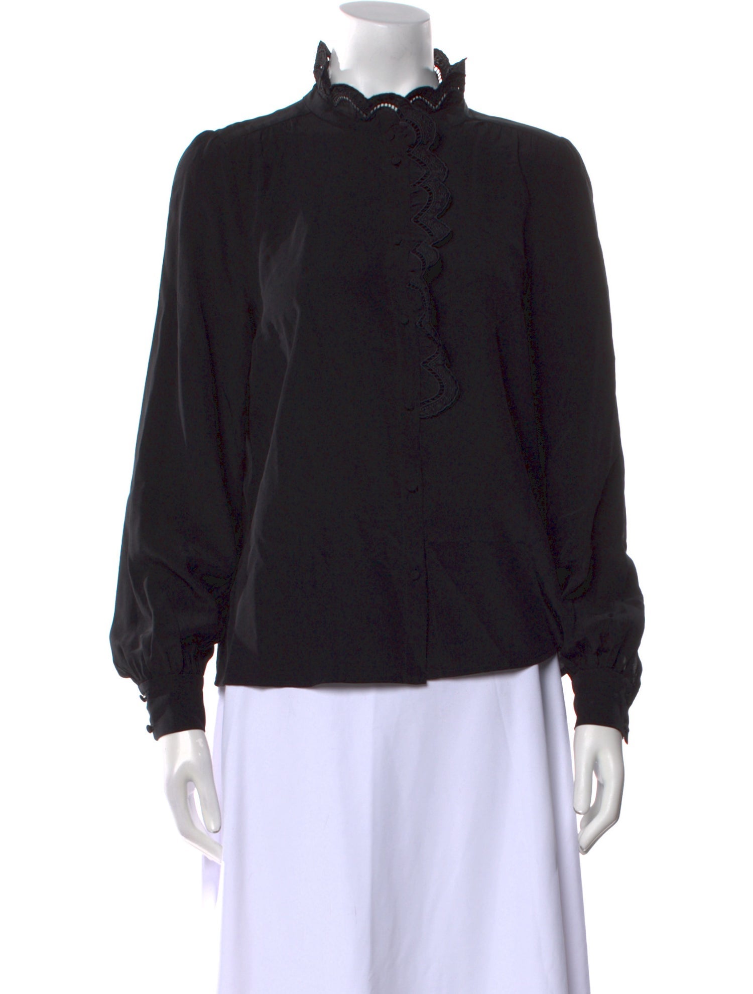 Sézane Silk Mock Neck Blouse