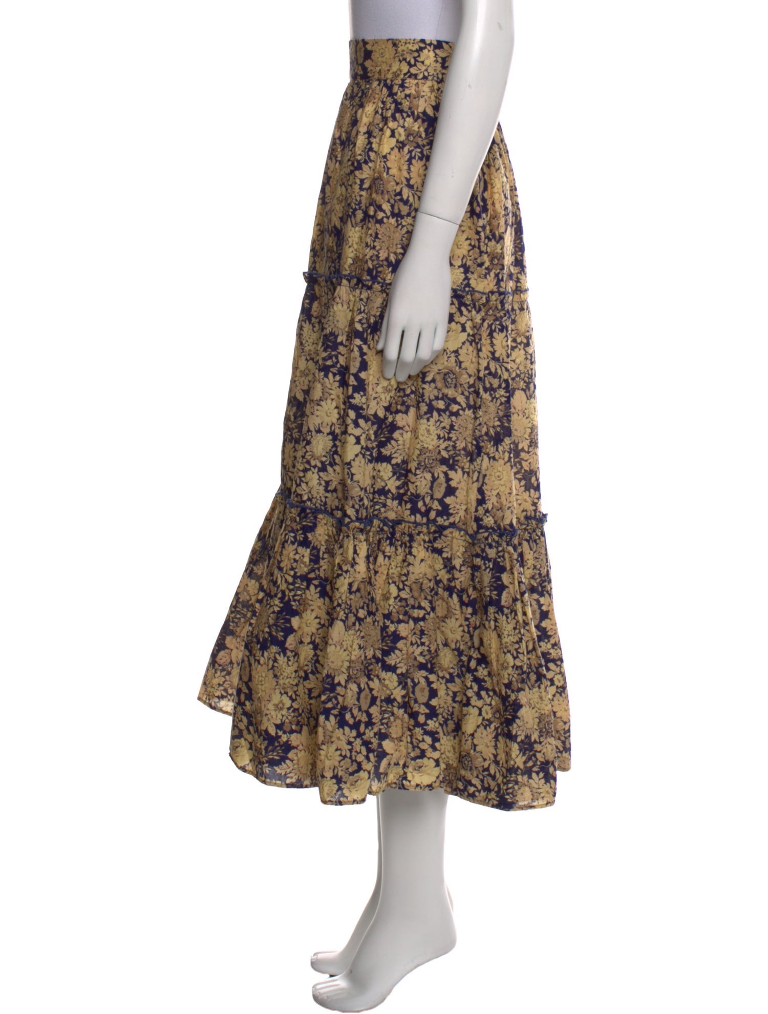 Sézane Floral Print Midi Length Skirt