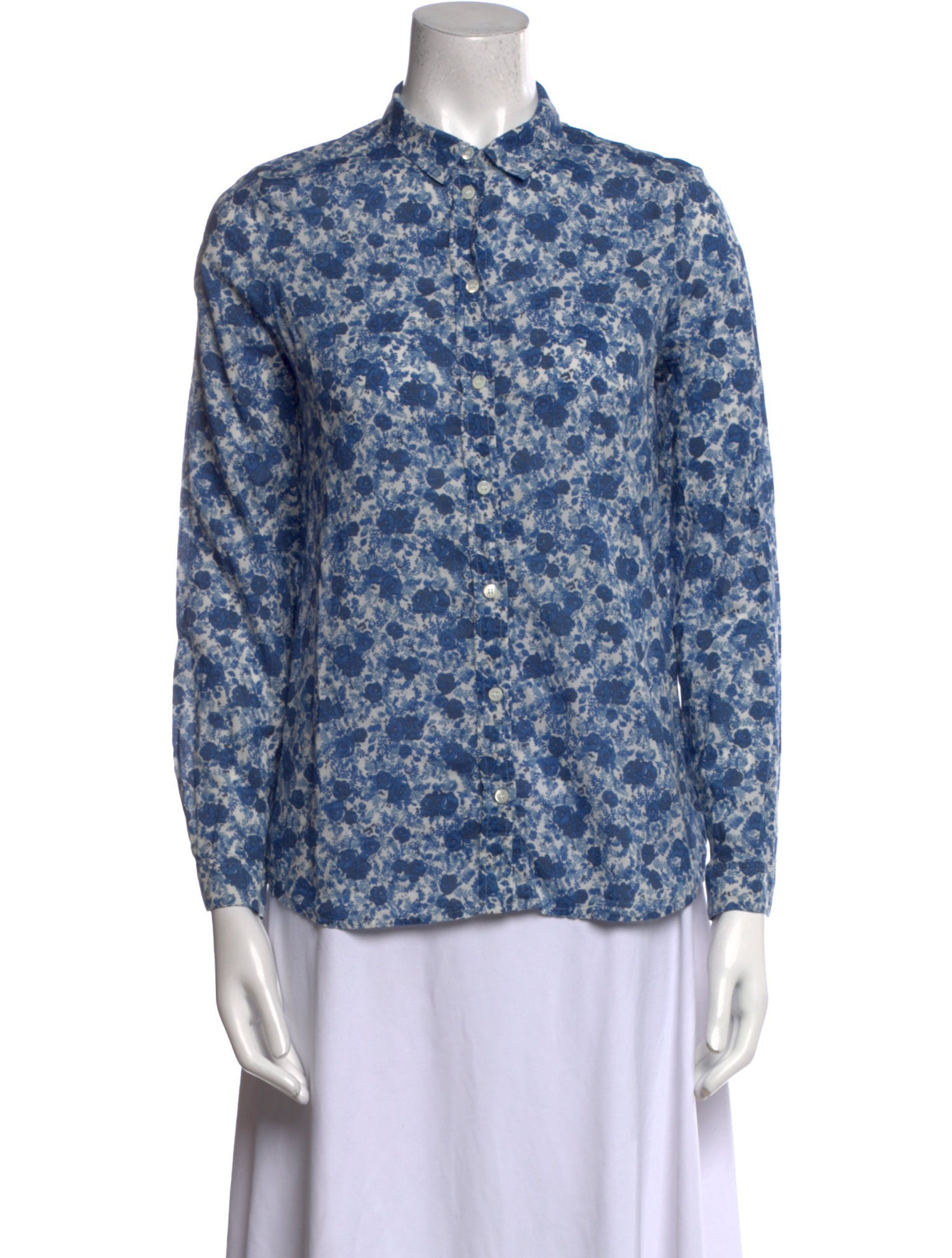 Sézane Floral Print Mock Neck Blouse