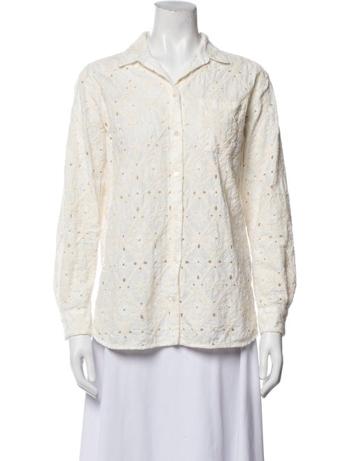 Sézane Printed Long Sleeve Button-Up Top