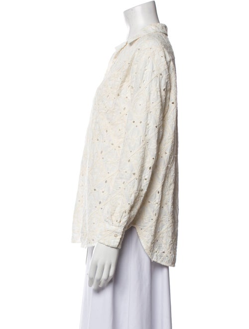 Sézane Printed Long Sleeve Button-Up Top