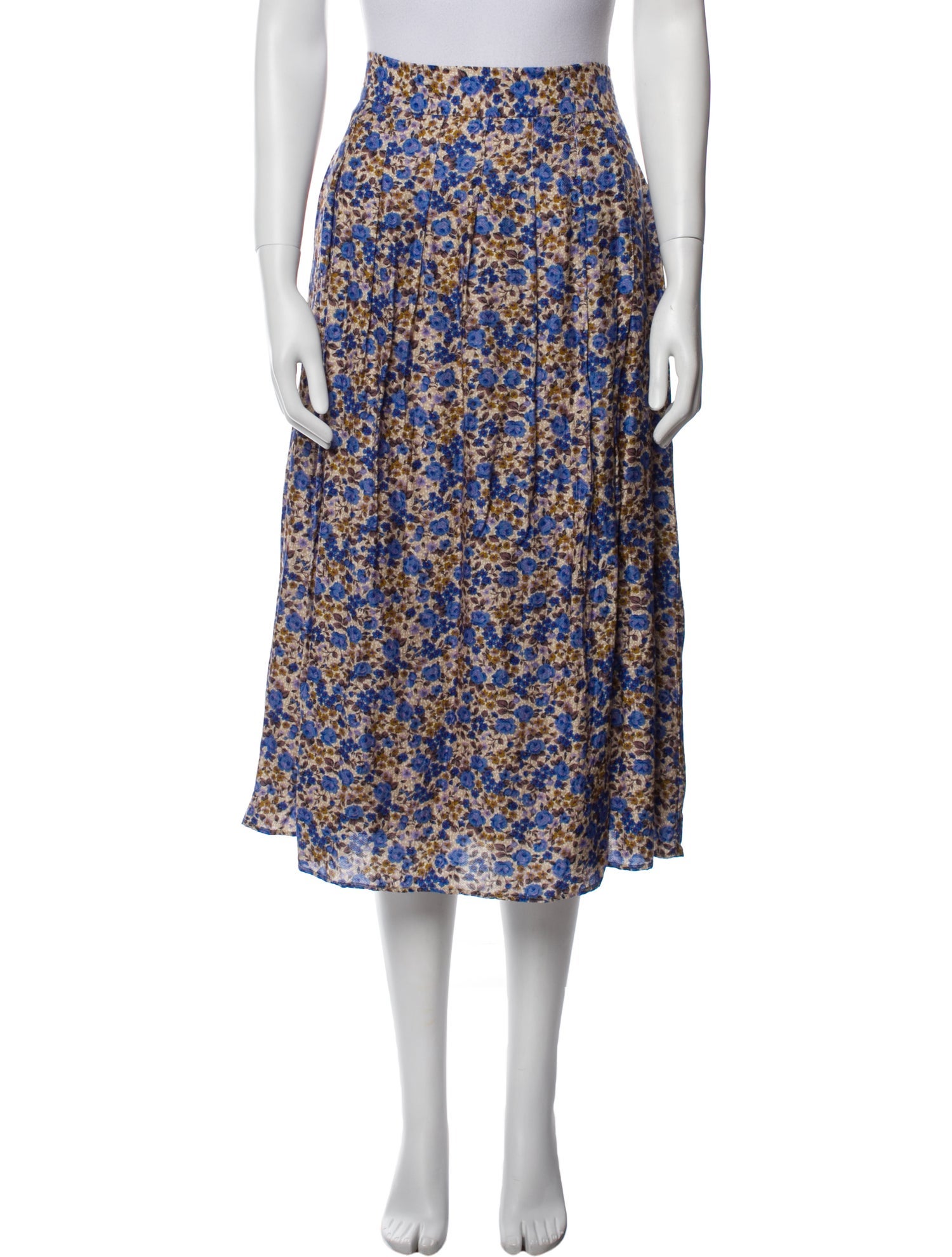 Sézane Floral Print Midi Length Skirt