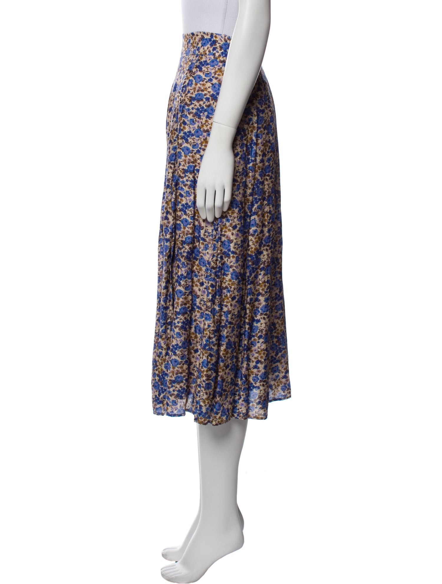 Sézane Floral Print Midi Length Skirt