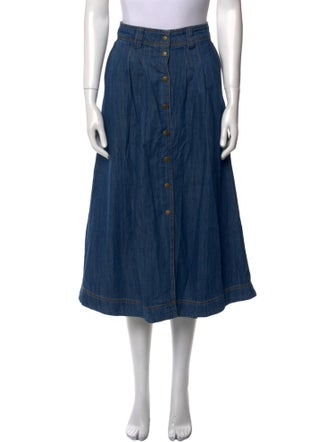 Sézane Pleated Accents Midi Length Skirt