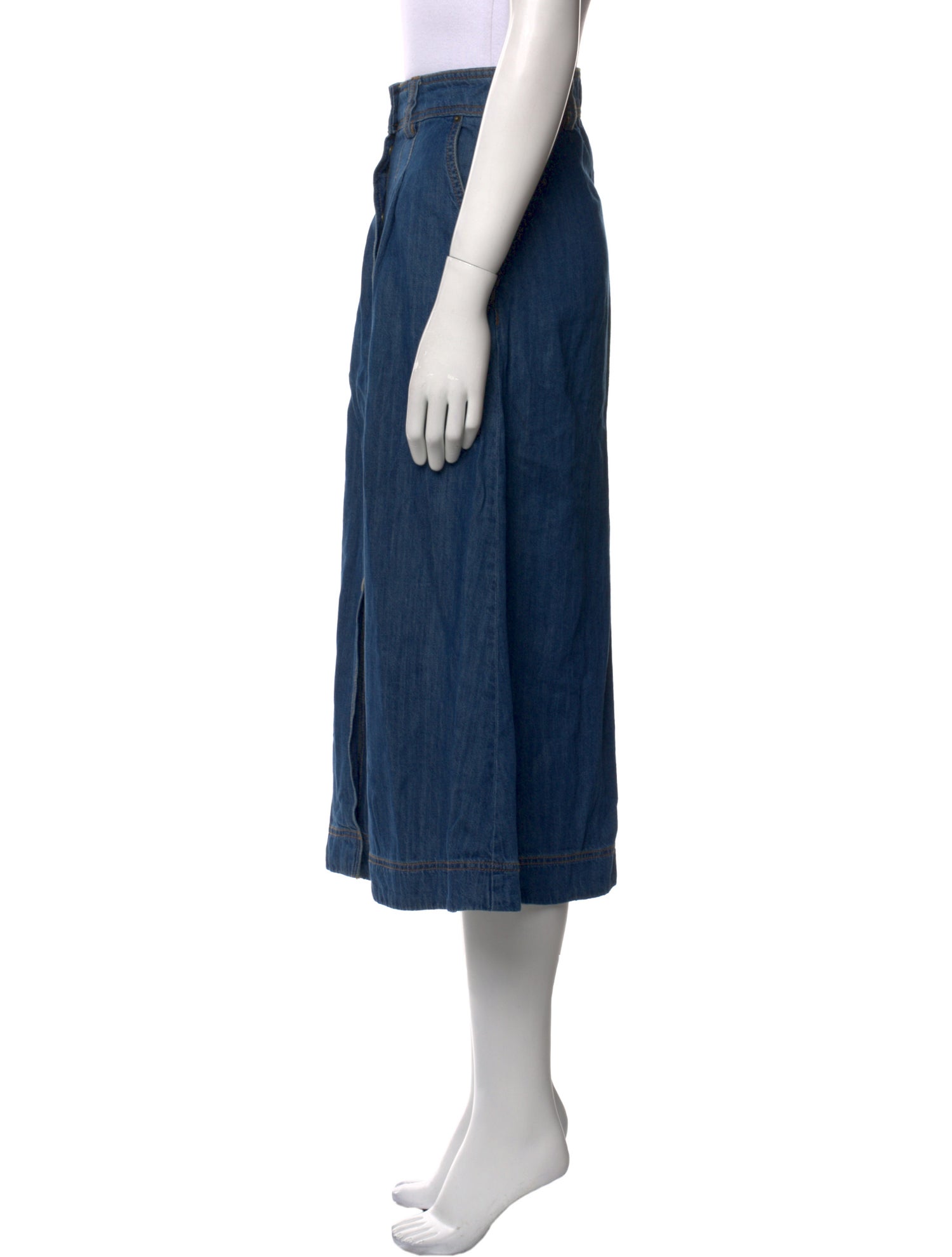 Sézane Pleated Accents Midi Length Skirt