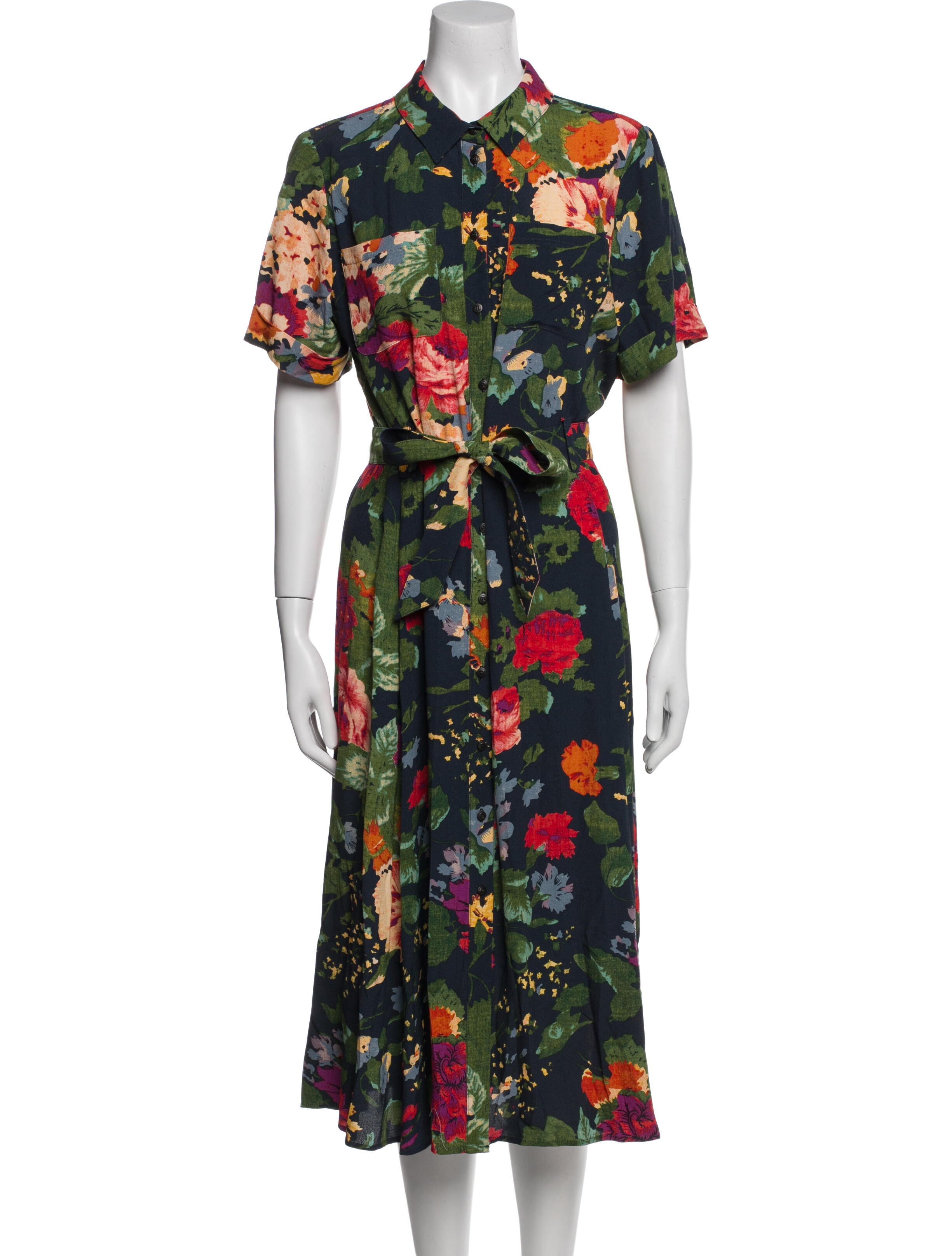 Sézane Floral Print Knee-Length Dress