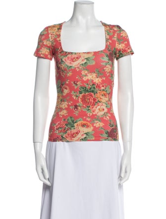 Sézane Floral Print Square Neckline Top