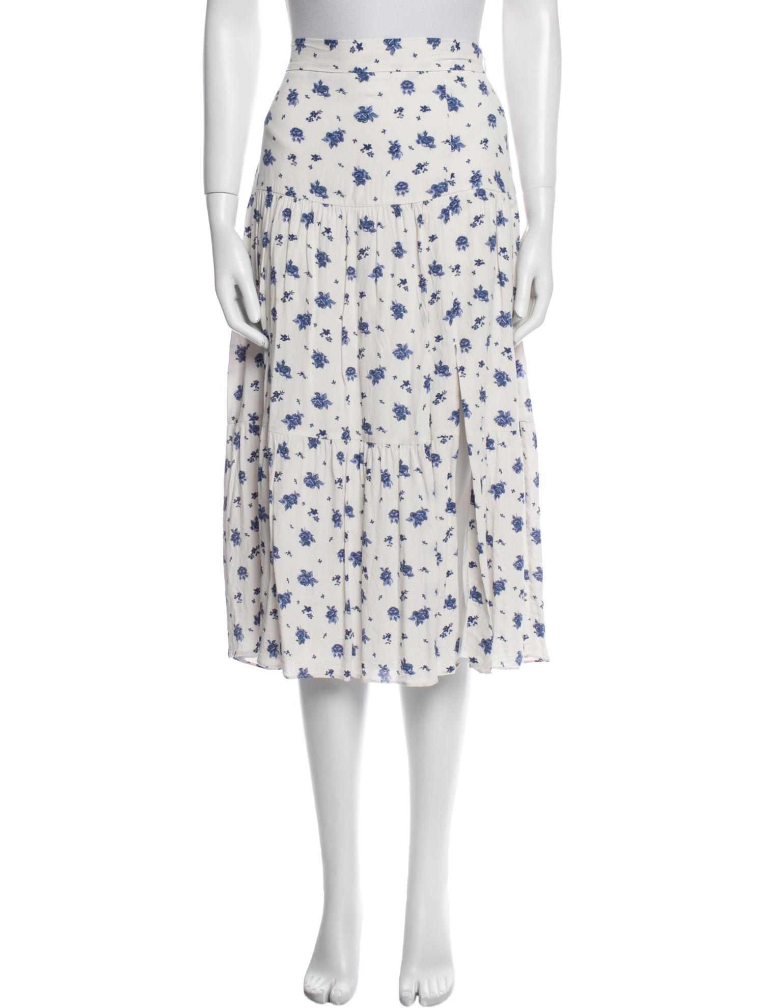 Sézane Printed Midi Length Skirt