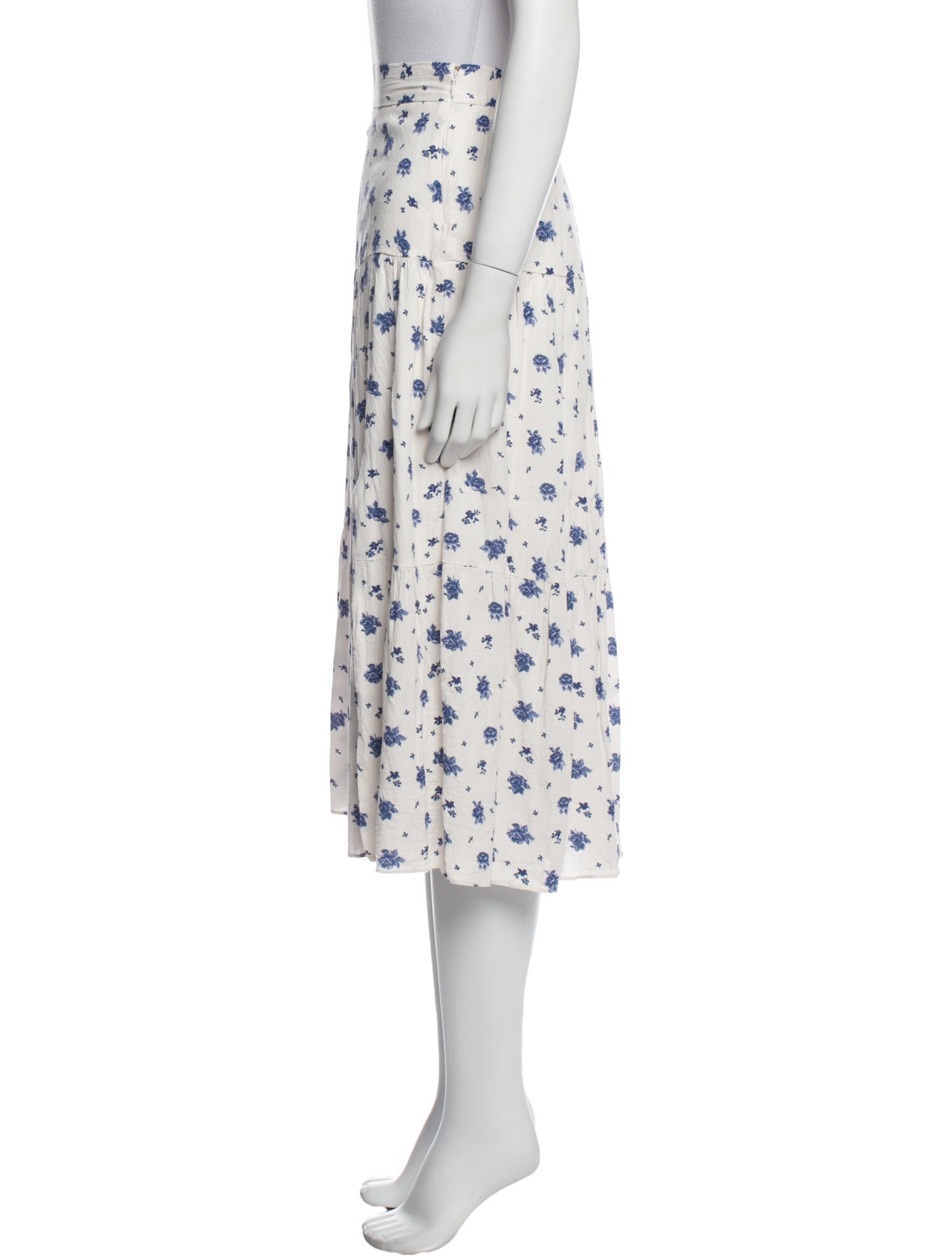 Sézane Printed Midi Length Skirt