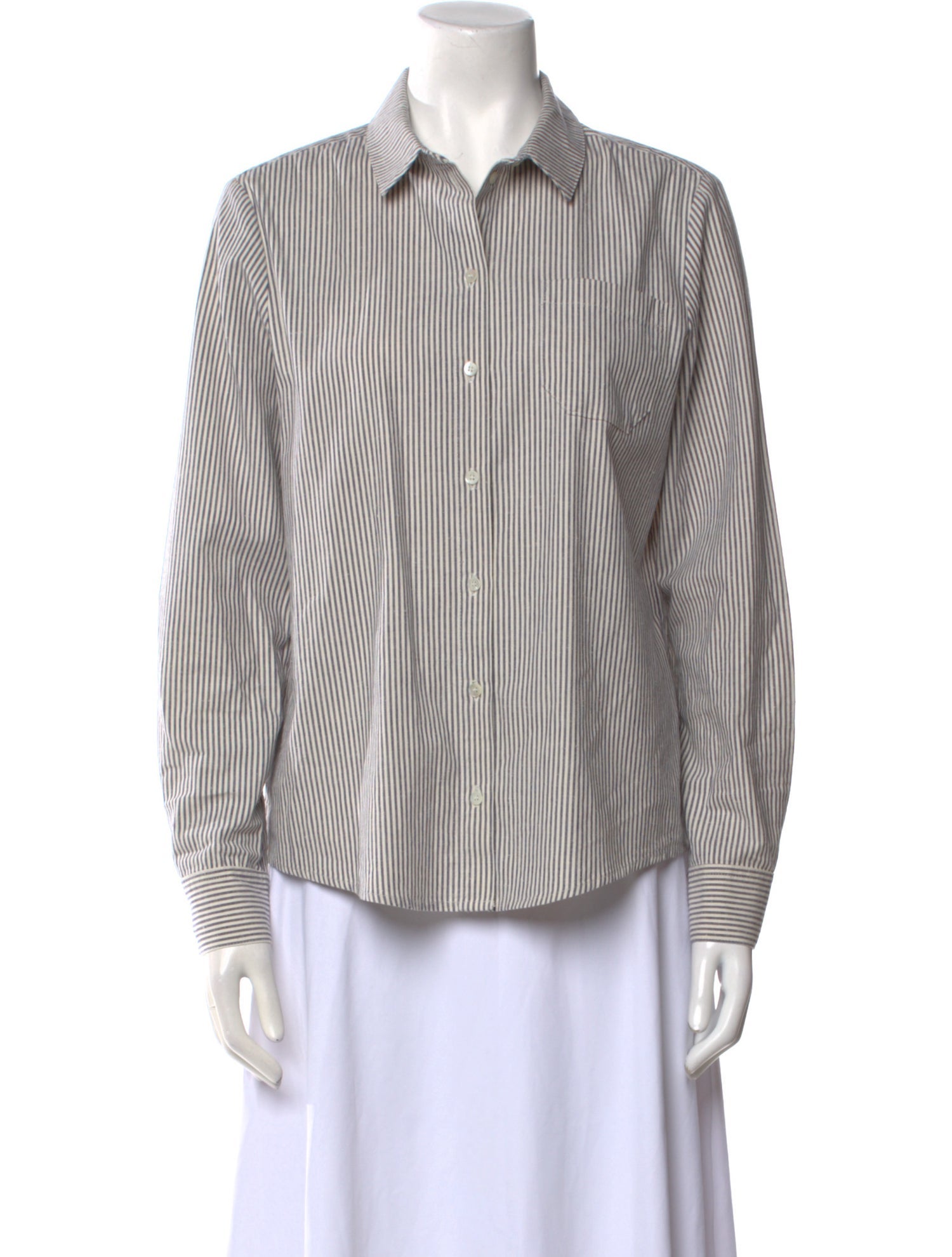 Sézane Striped Long Sleeve Button-Up Top