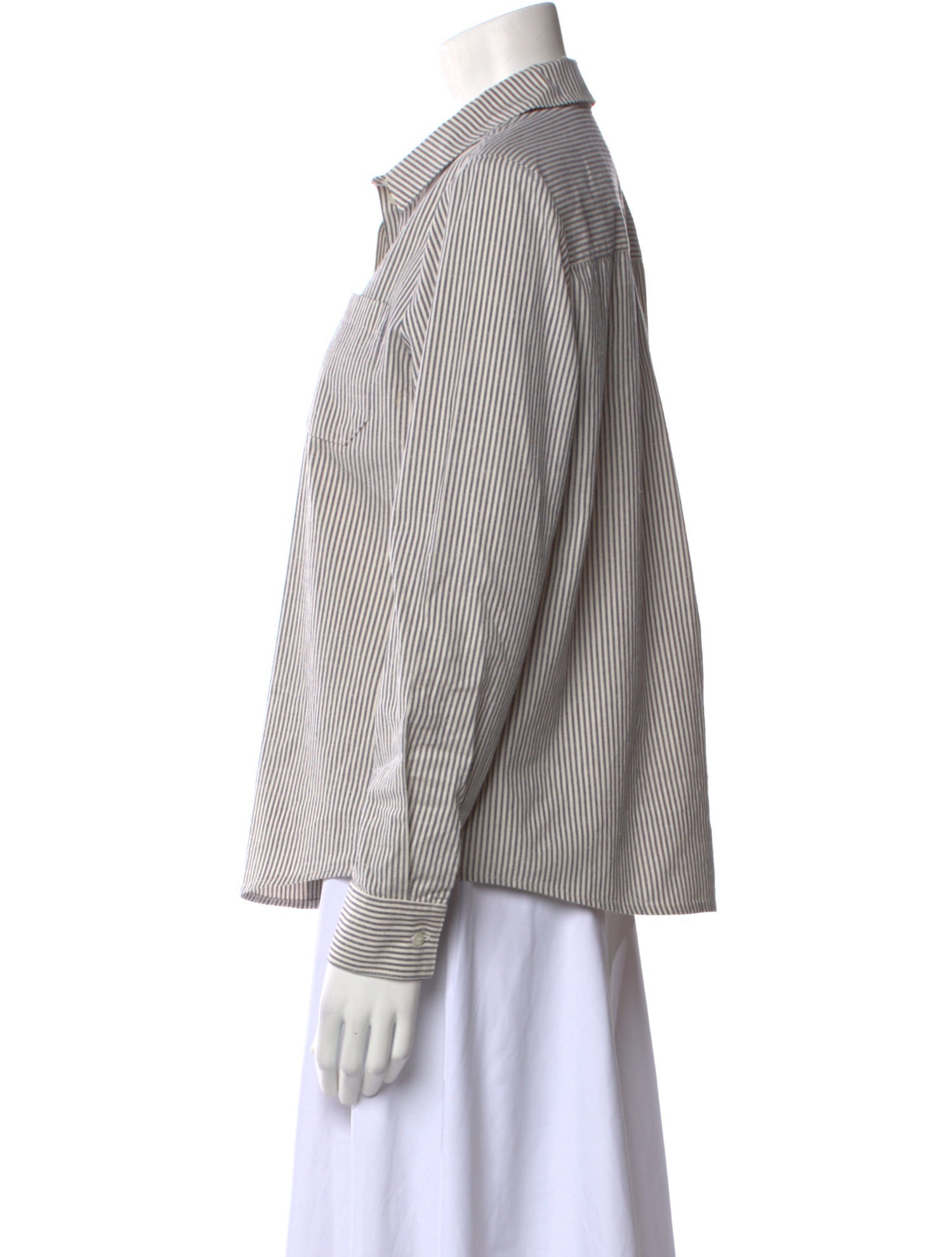 Sézane Striped Long Sleeve Button-Up Top