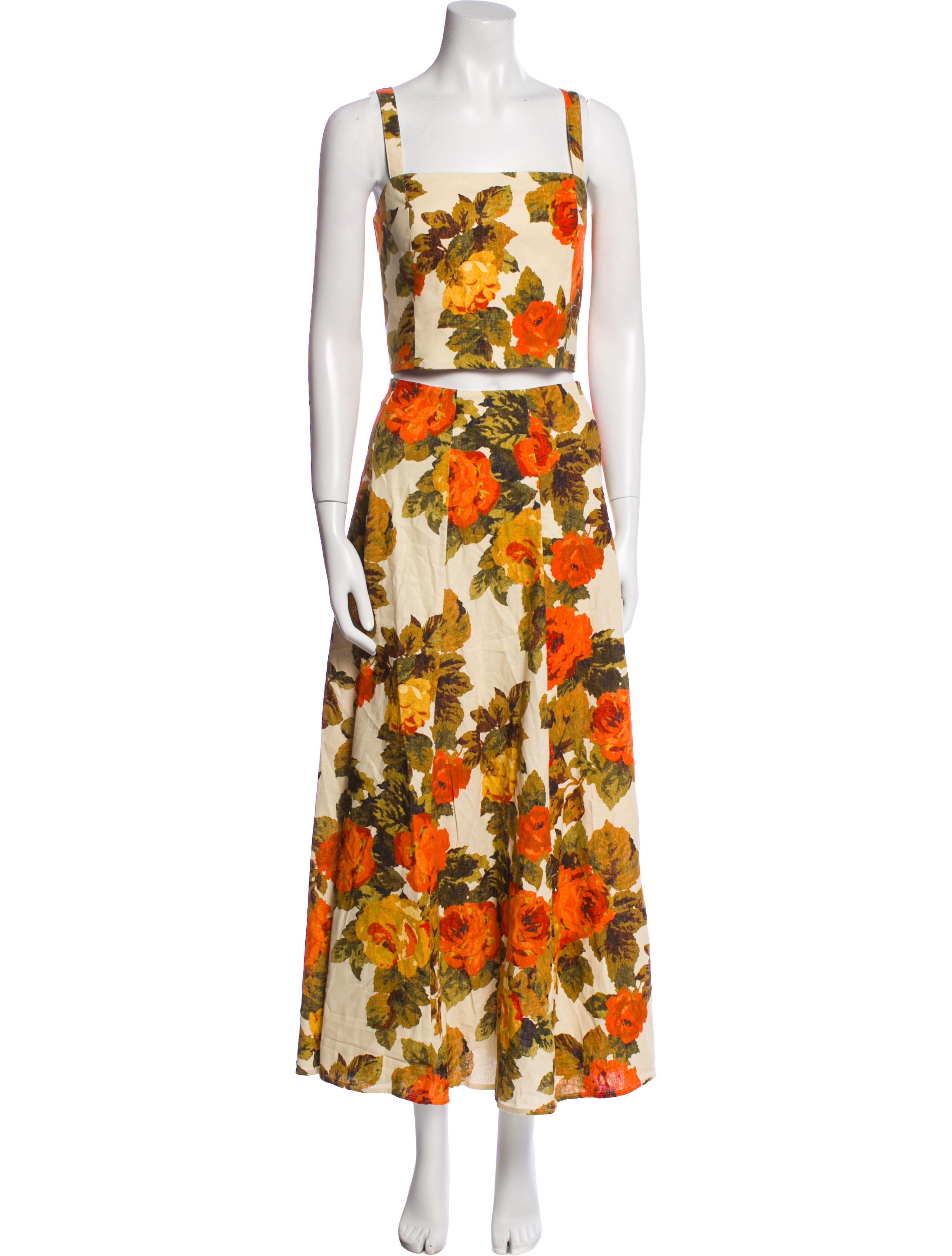 Sézane Linen Floral Print Skirt Set