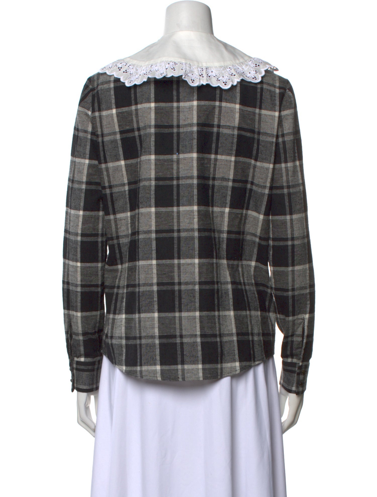 Sézane Plaid Print Long Sleeve Button-Up Top