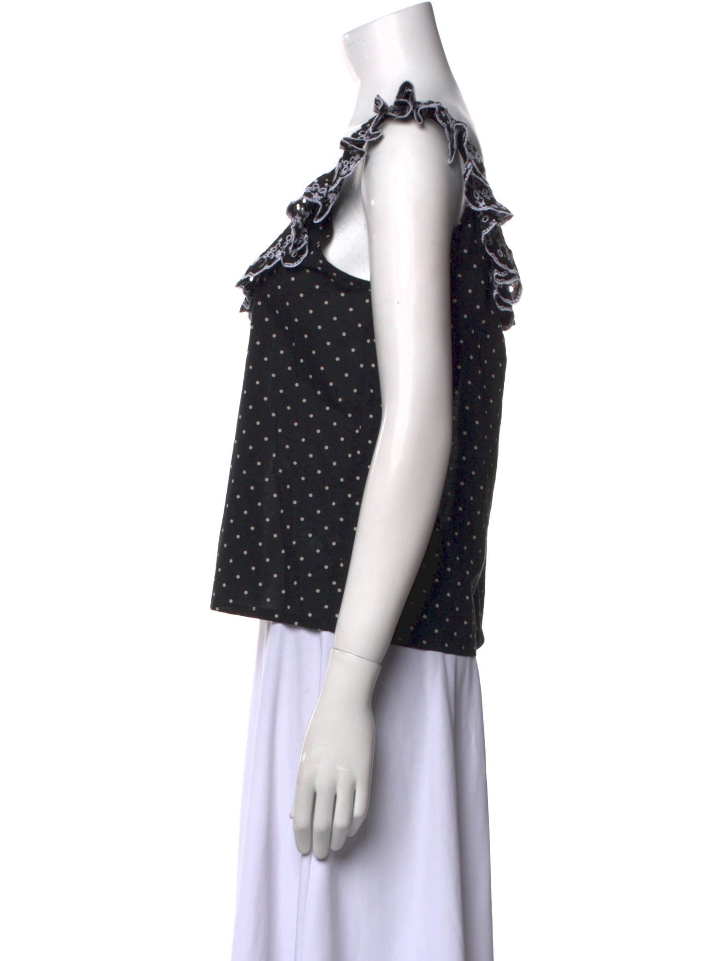Sézane Polka Dot Print Scoop Neck Crop Top