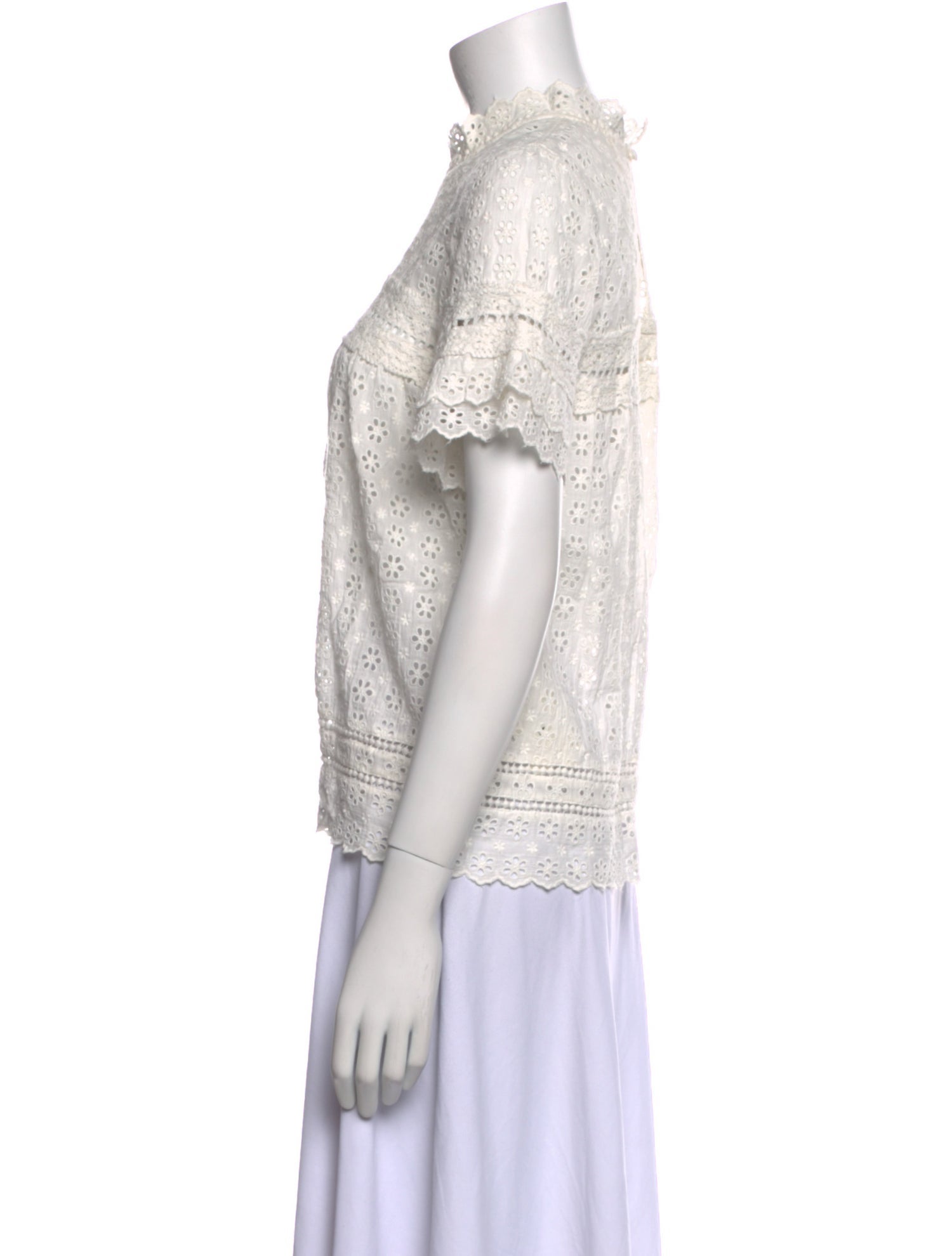 Sézane Mock Neck Short Sleeve Blouse