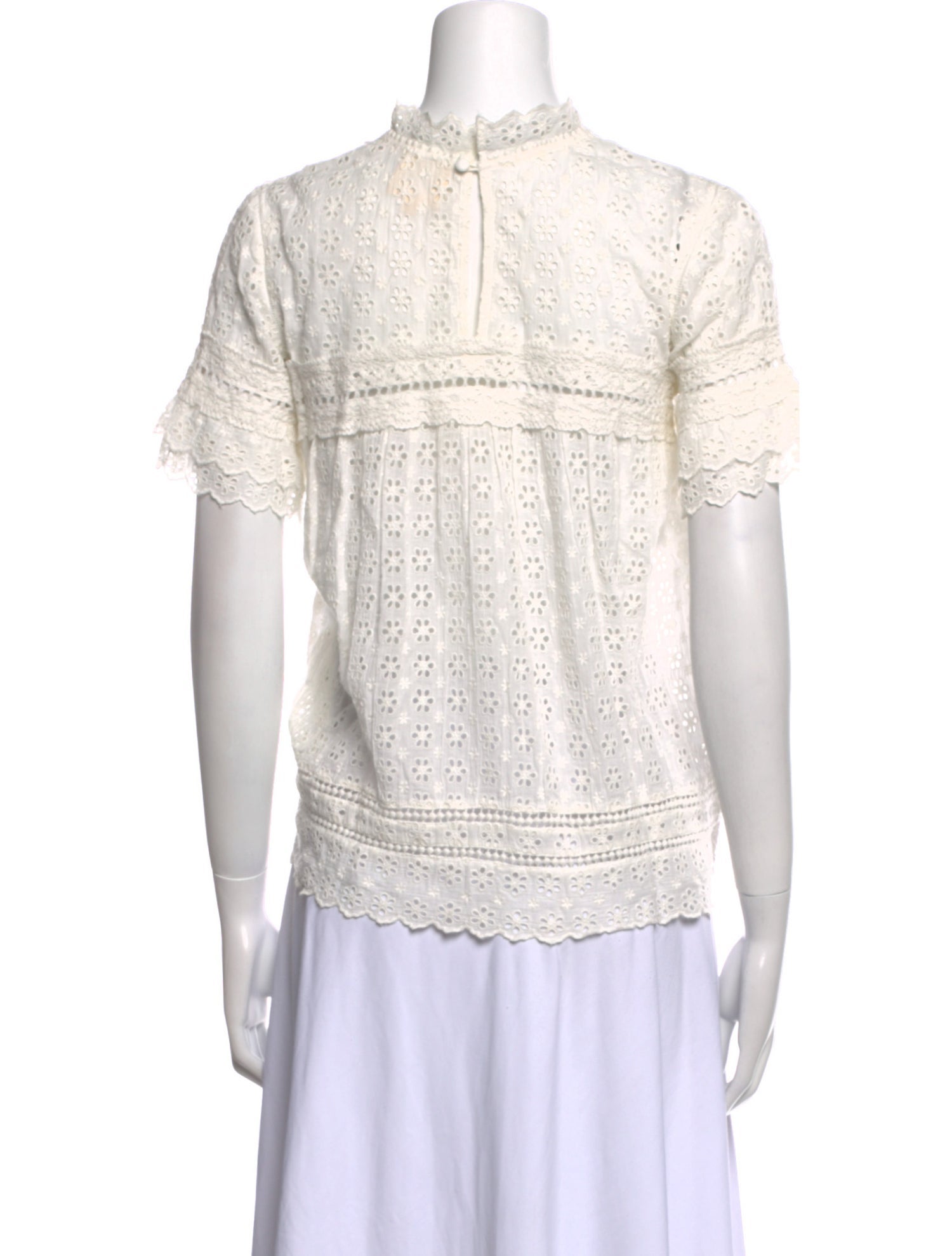 Sézane Mock Neck Short Sleeve Blouse