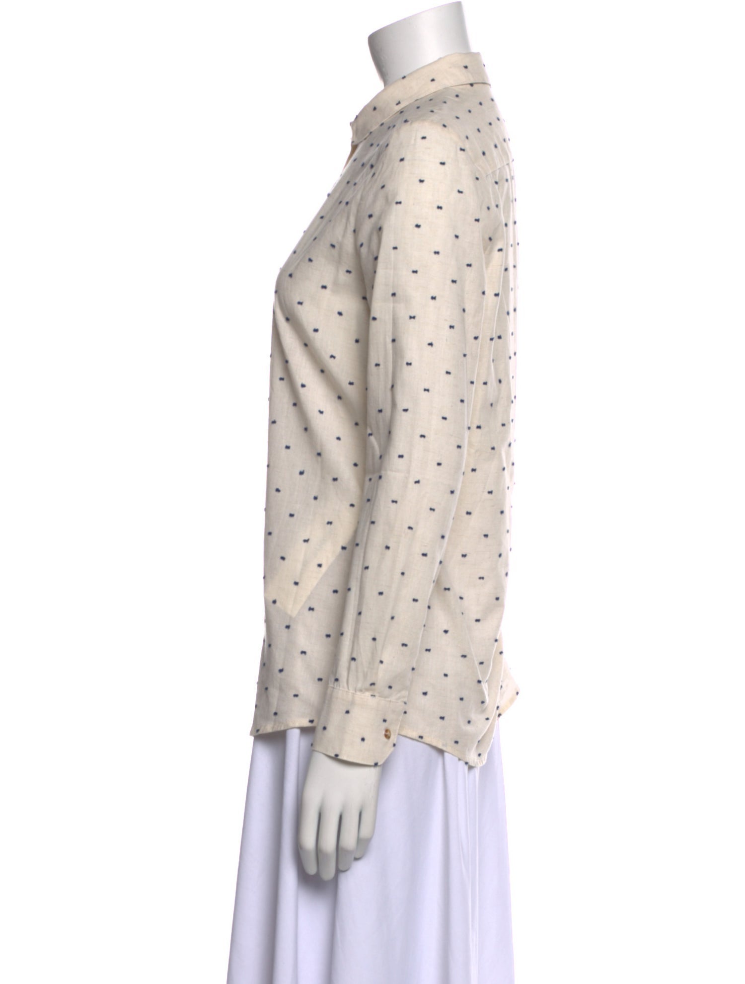 Sézane Printed Long Sleeve Button-Up Top