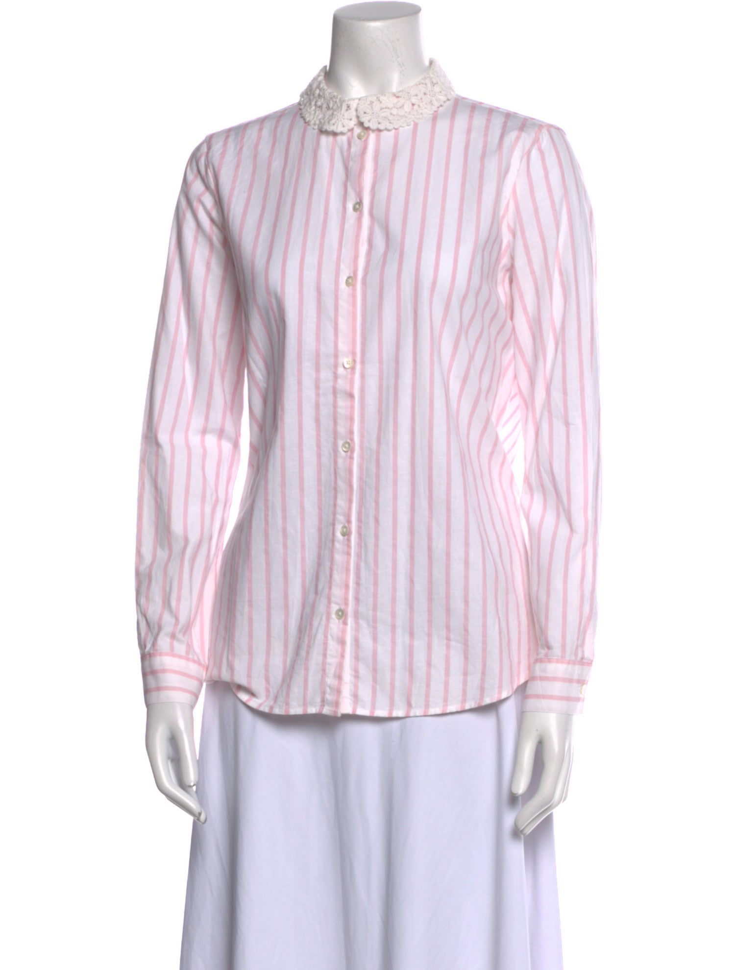 Sézane Striped Long Sleeve Button-Up Top