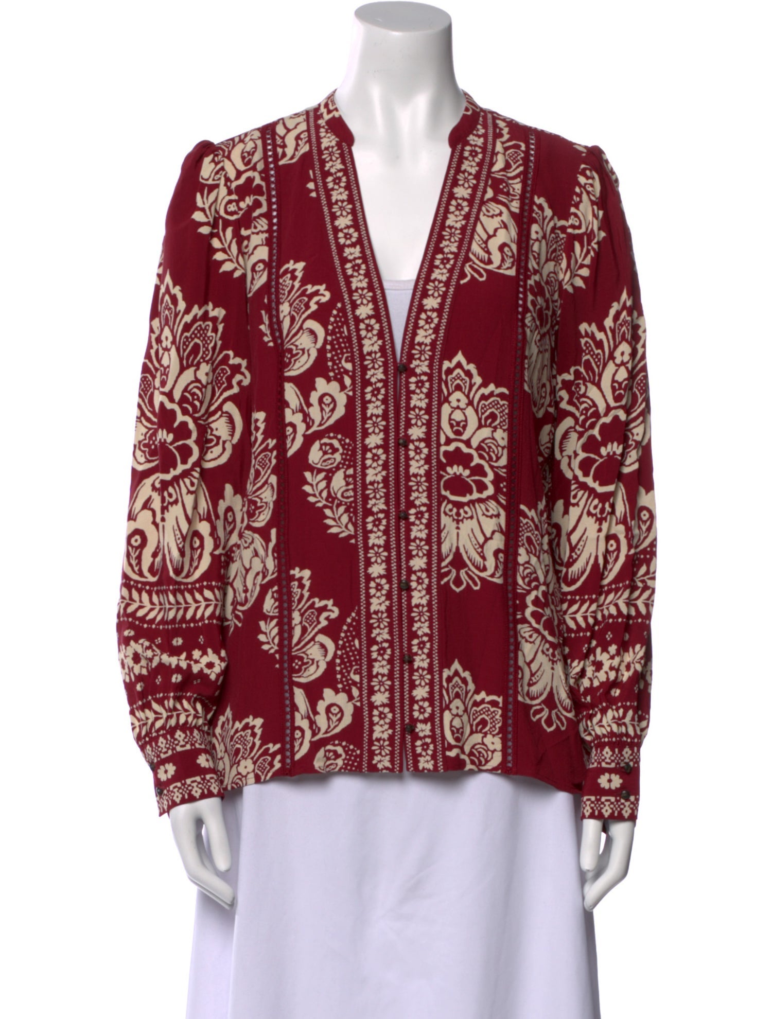 Sézane Printed V-Neck Blouse