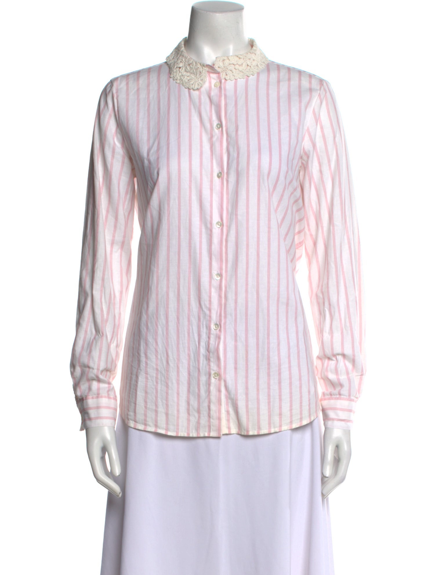 Sézane Striped Long Sleeve Button-Up Top
