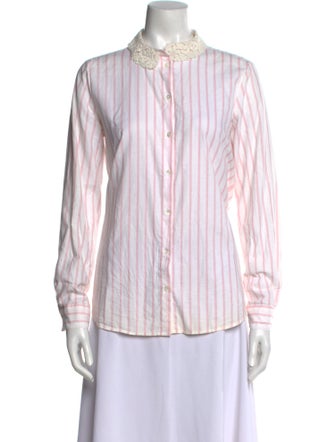 Sézane Striped Long Sleeve Button-Up Top