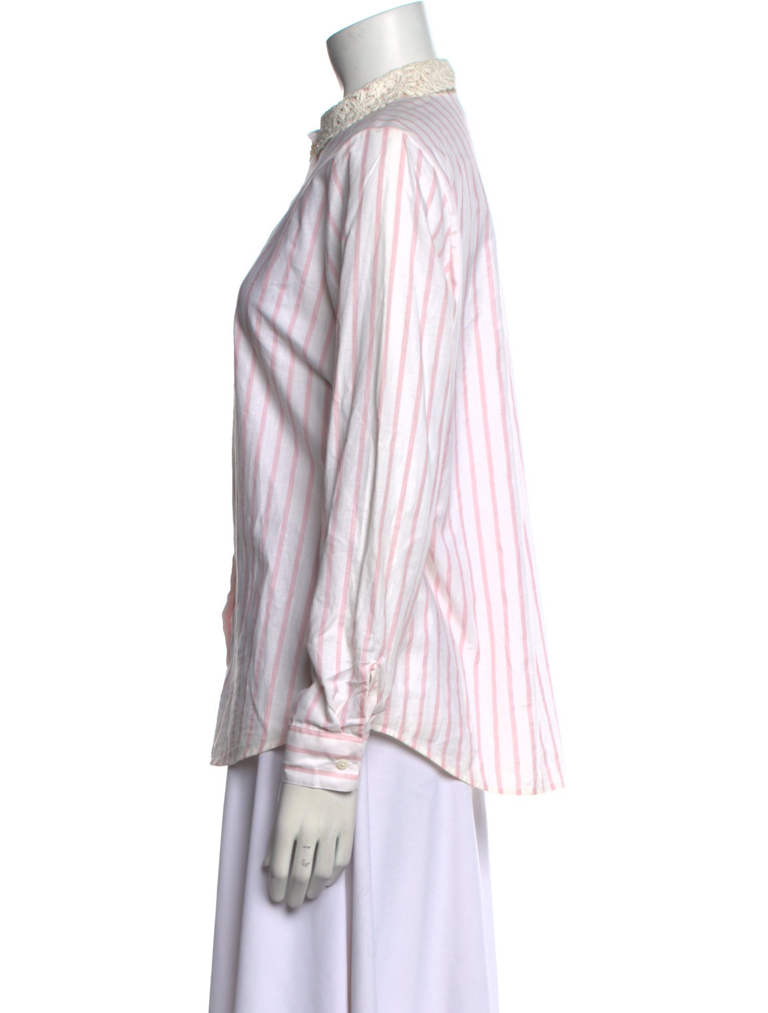Sézane Striped Long Sleeve Button-Up Top