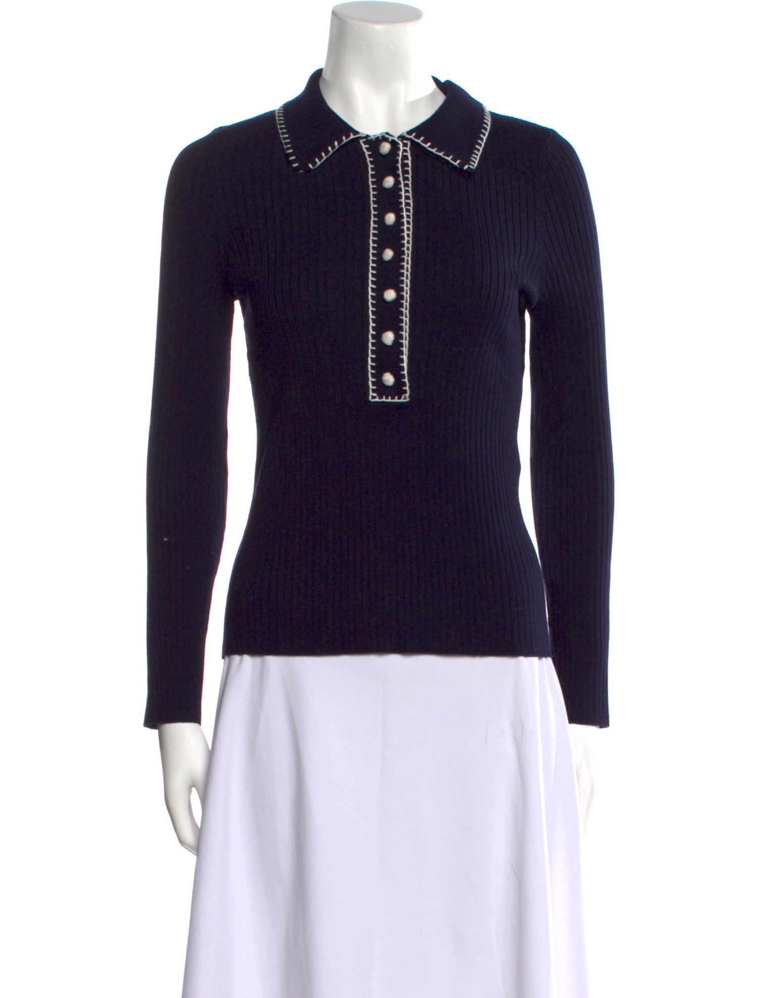 Sézane Long Sleeve Polo