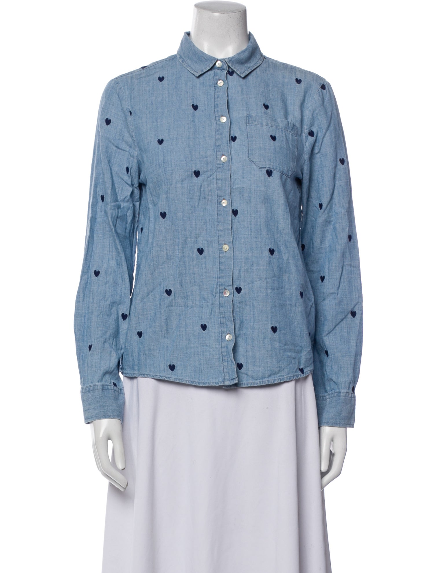 Sézane Printed Long Sleeve Button-Up Top