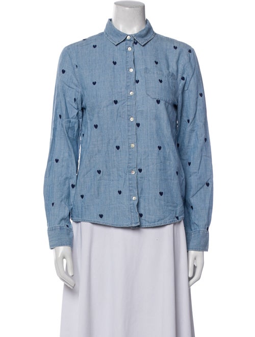 Sézane Printed Long Sleeve Button-Up Top