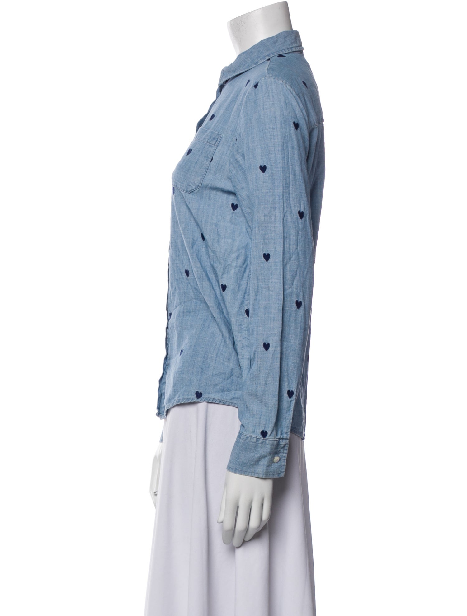 Sézane Printed Long Sleeve Button-Up Top