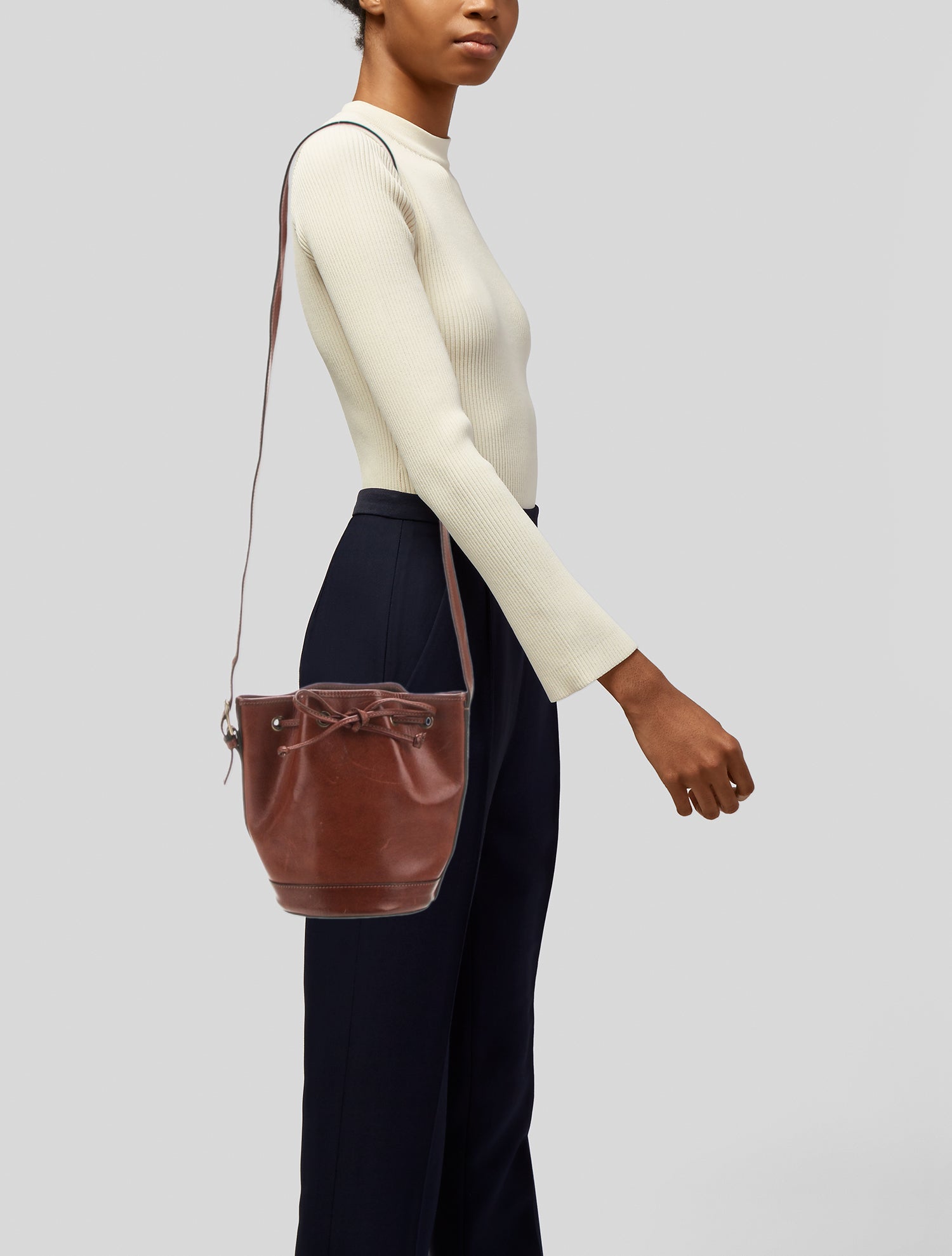 Sézane Leather Bucket Bag