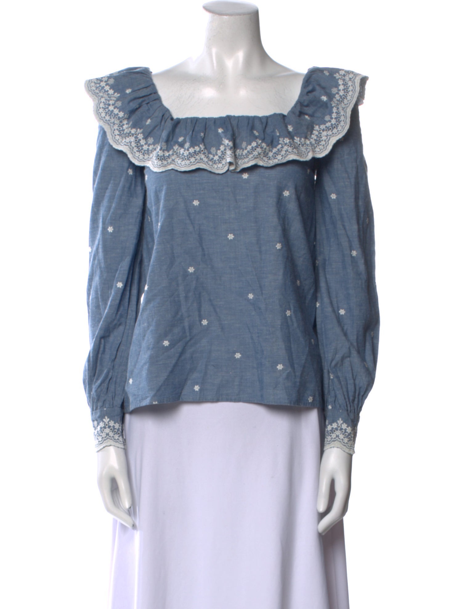 Sézane Square Neckline Long Sleeve Blouse