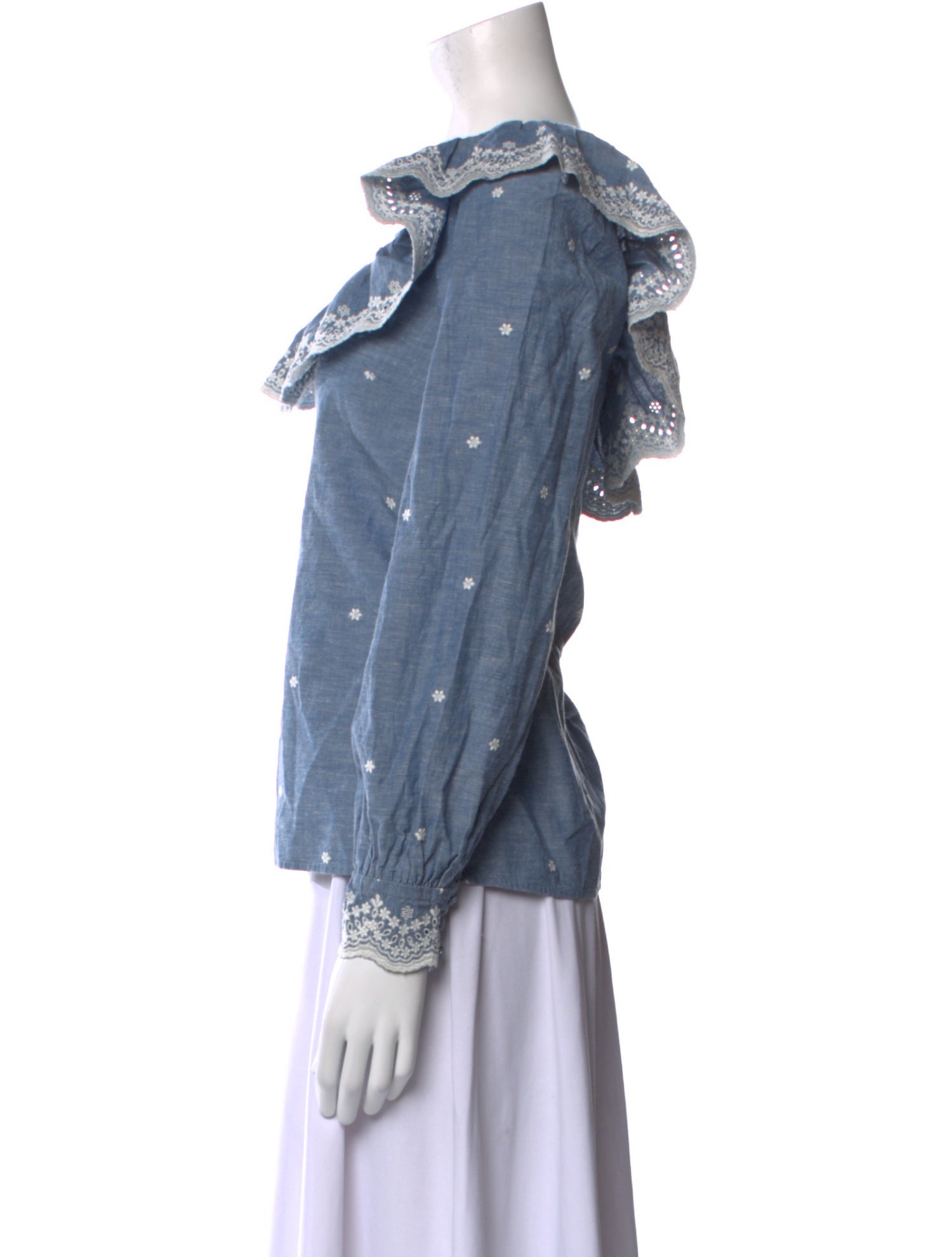 Sézane Square Neckline Long Sleeve Blouse