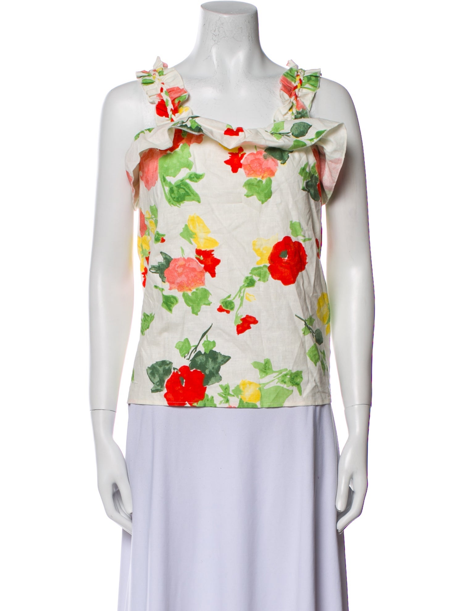 Sézane Floral Print Square Neckline Top