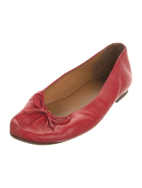 Sézane Leather Bow Accents Ballet Flats
