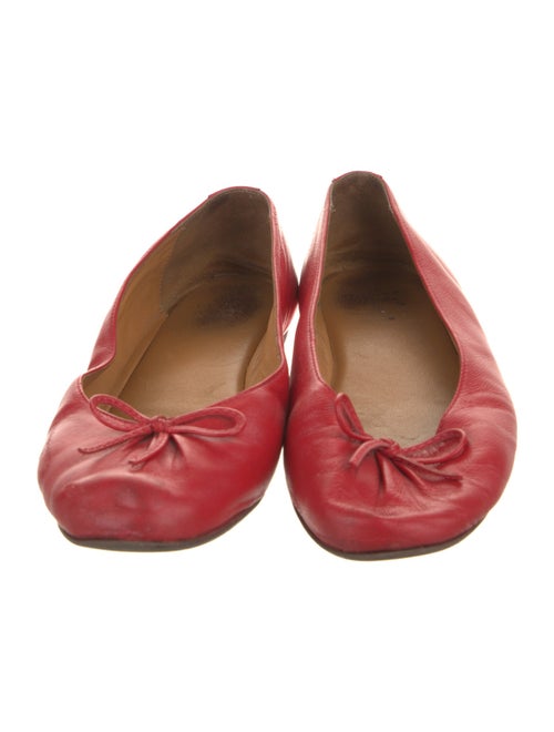 Sézane Leather Bow Accents Ballet Flats