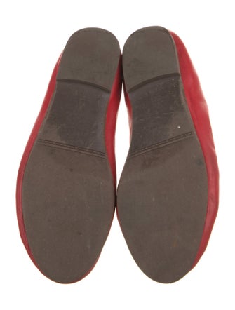 Sézane Leather Bow Accents Ballet Flats