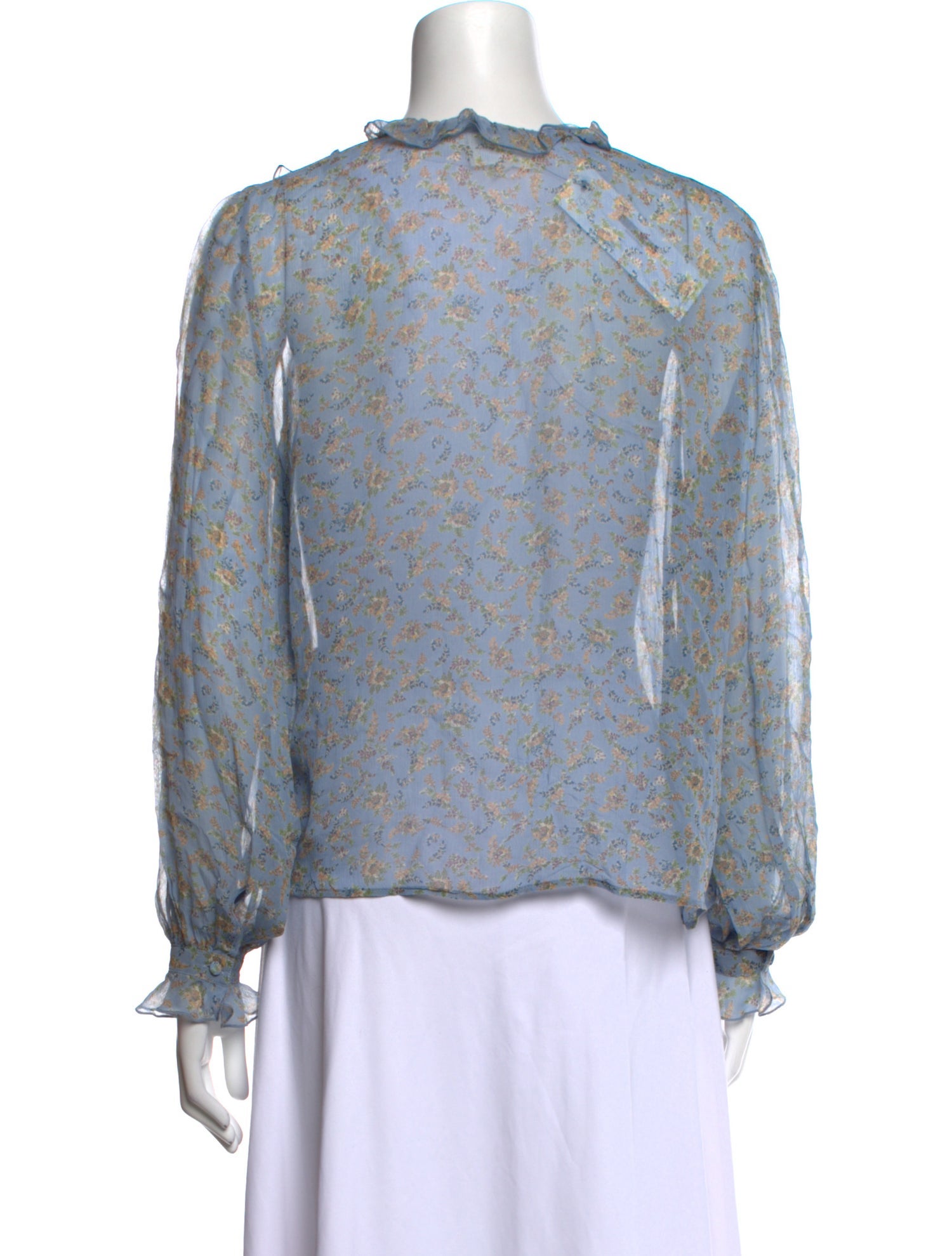 Sézane Floral Print Mock Neck Blouse