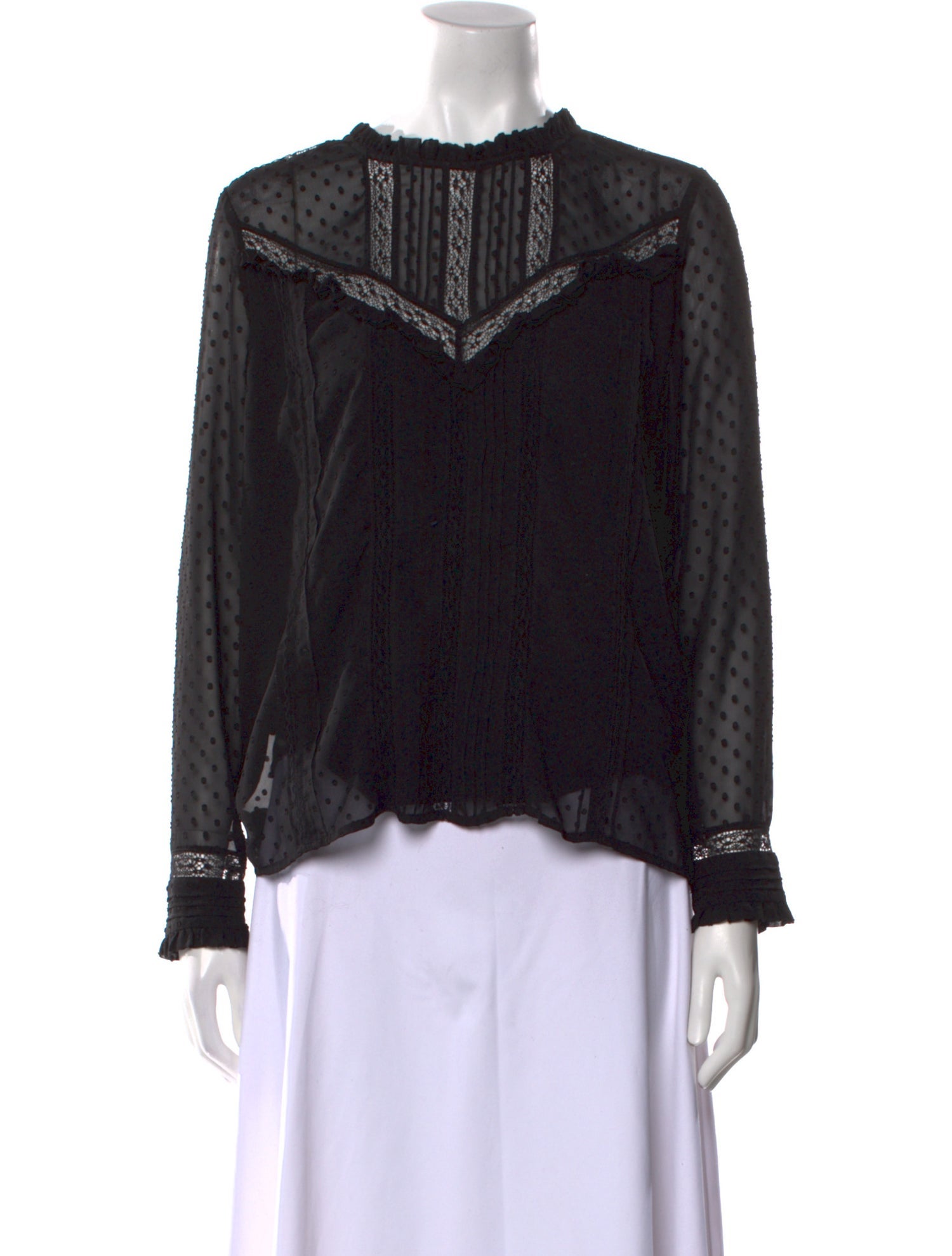 Sézane Mock Neck Long Sleeve Blouse