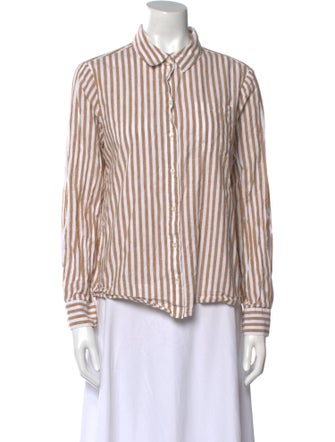 Sézane Striped Long Sleeve Button-Up Top