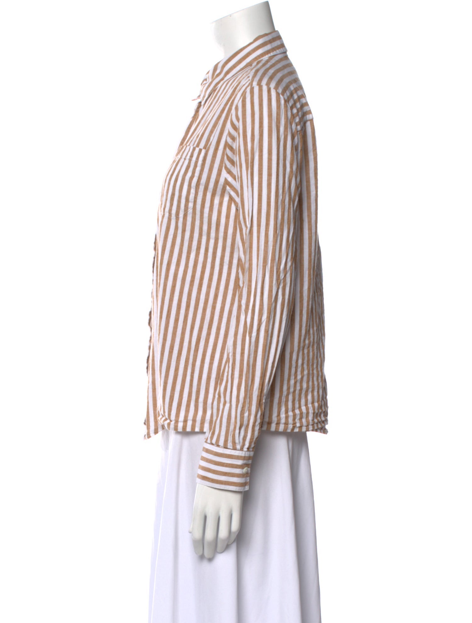 Sézane Striped Long Sleeve Button-Up Top