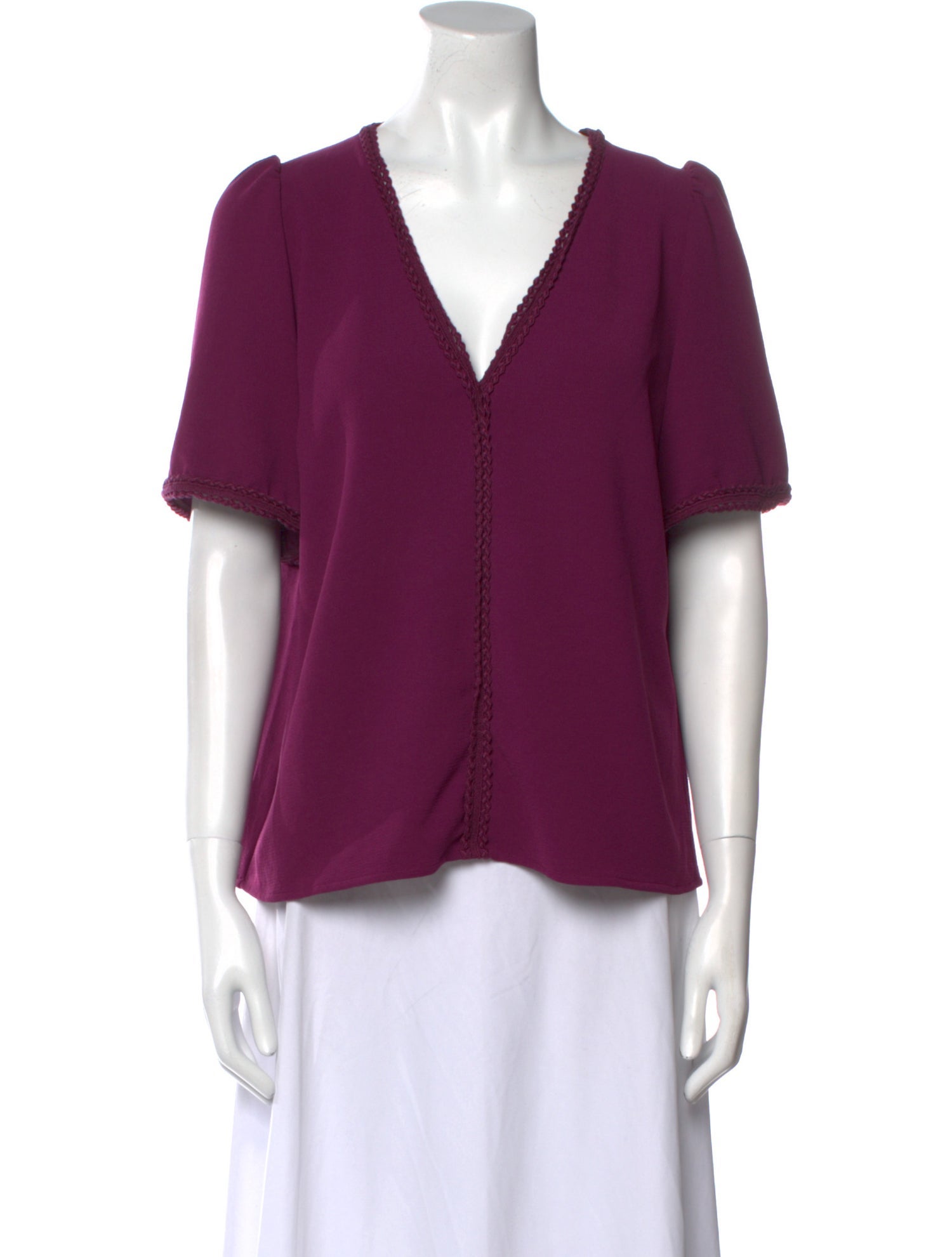 Sézane V-Neck Short Sleeve Blouse