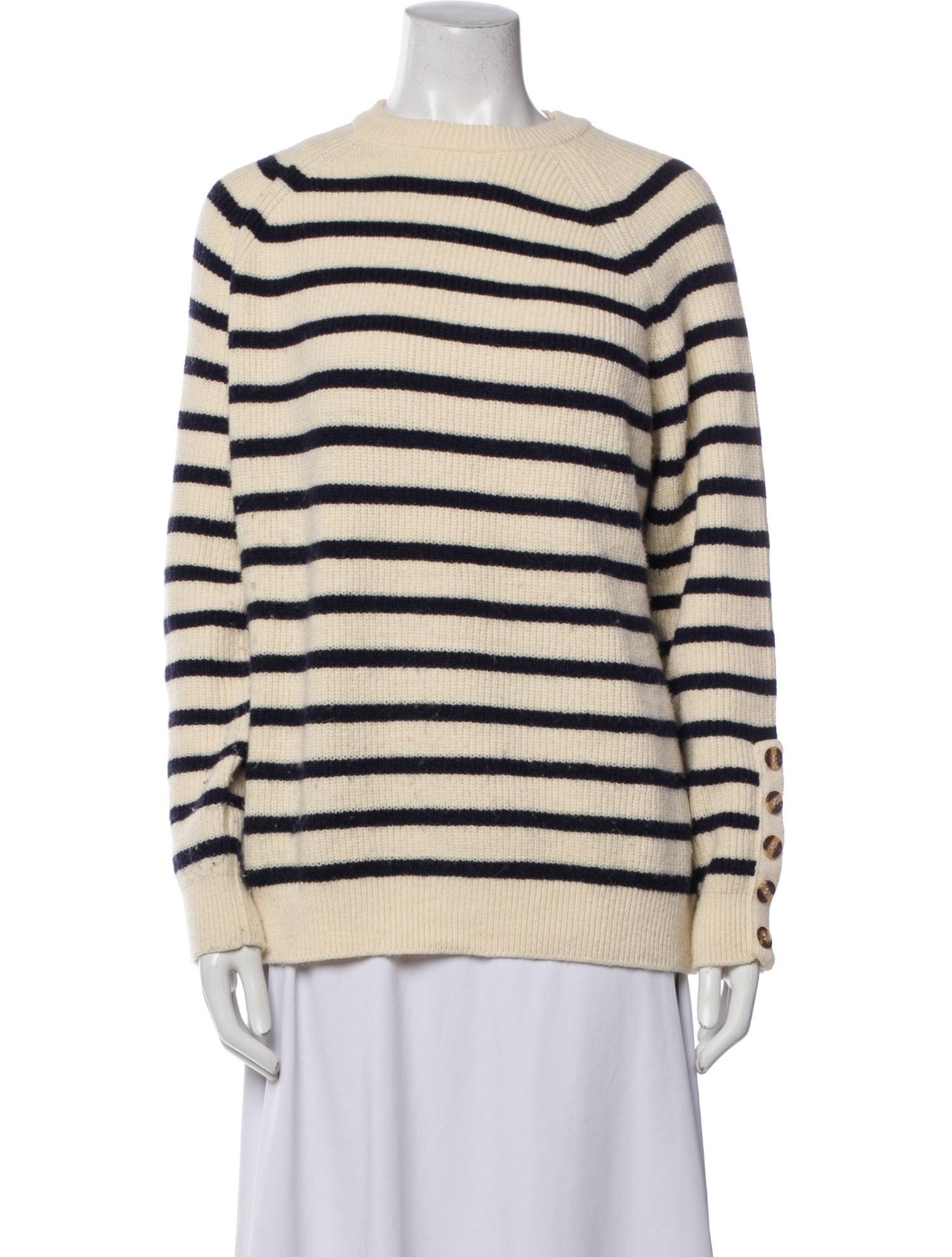 Sézane Striped Crew Neck Sweater
