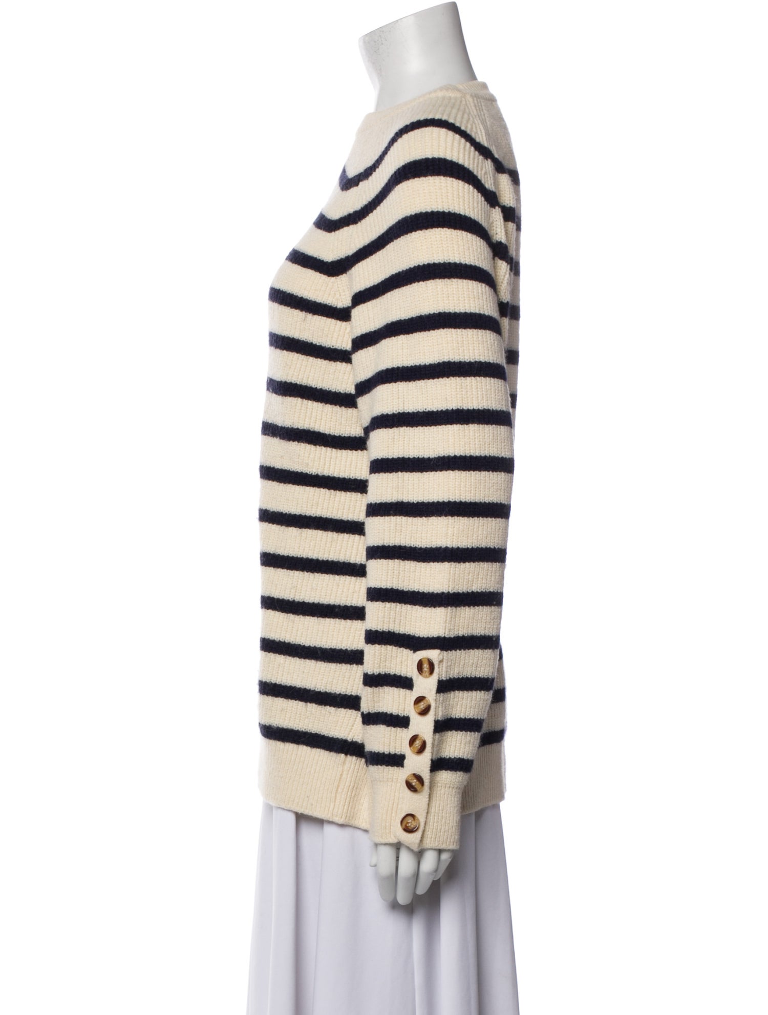 Sézane Striped Crew Neck Sweater